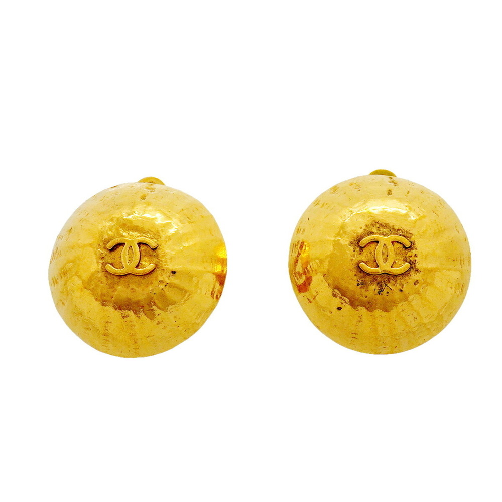 CHANEL Gold Logo Earrings